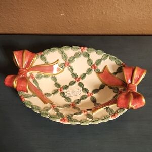Fitz and Floyd 1994 Ceramic Christmas Bowl, PERFECT SHAPE
